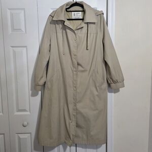 London Fog Beige Trench Coat with Hood